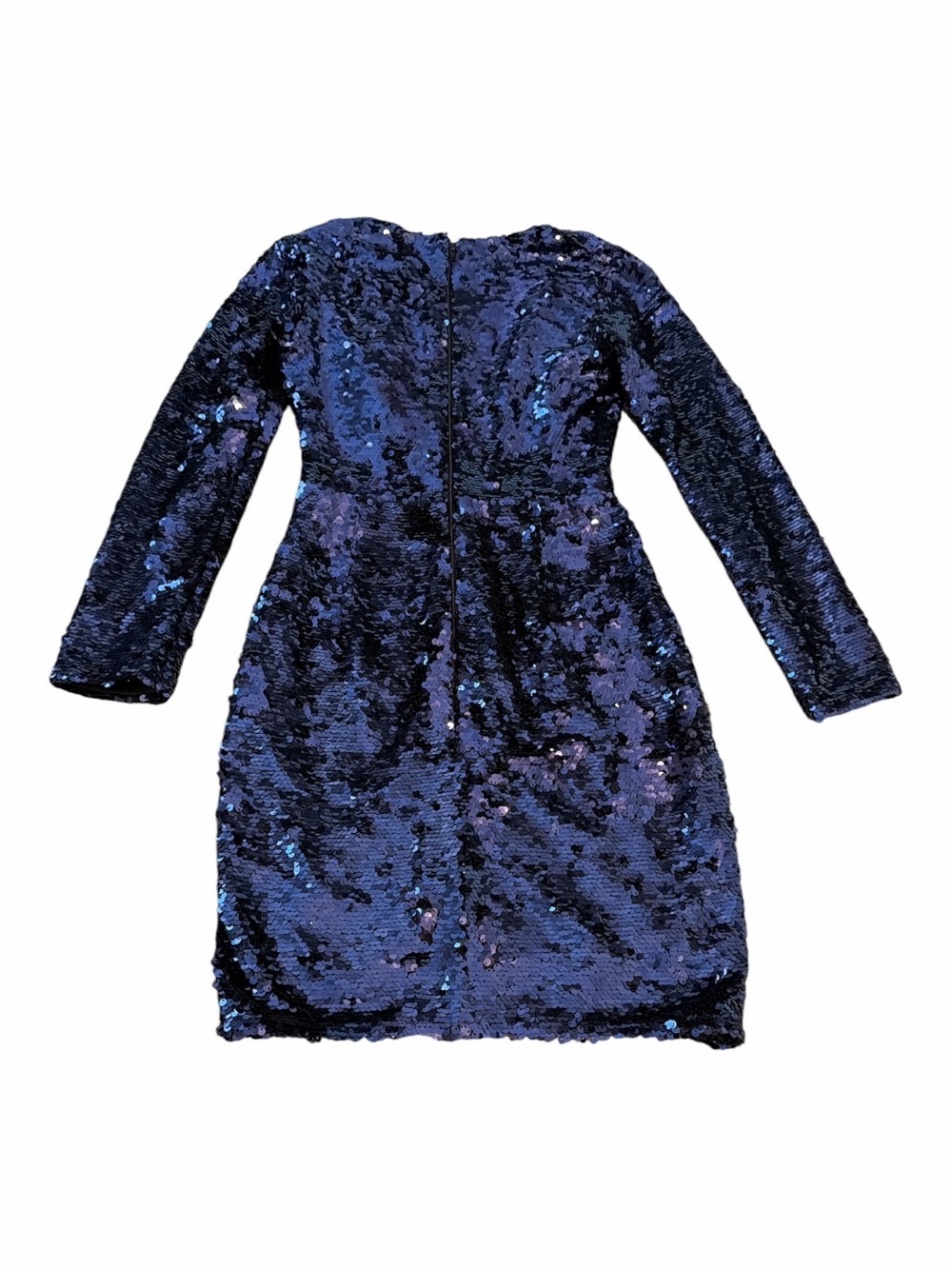 NWT ASOS Navy Sequin Plunge Neck Bodycon Mini Dress Long Sleeve US 2 - Picture 5 of 16
